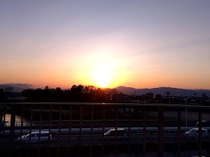 境川堤防の夕日 夕焼けモード2