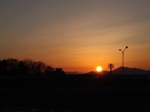 境川堤防の夕日3
